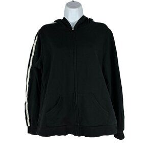 SB Active Black Hoodie Zip Up Jacket Large Striped Sleeves Casual Comfort Wear